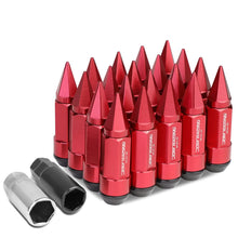 Load image into Gallery viewer, M12 x 1.5 Extended Spike Lug Nuts 20pc Set Red Aluminum