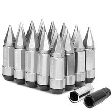 Load image into Gallery viewer, M12 x 1.5 Aluminum Extended Lug Nuts with Removable Spikes - Silver 20pc