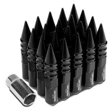 Load image into Gallery viewer, M12 x 1.5 Aluminum Lug Nuts w/ Extended Spike 60mm Tall 20pc Black