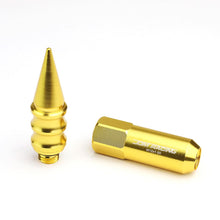 Load image into Gallery viewer, M12 x 1.5 60mm Extended Spike Lug Nuts 20pc Set Aluminum Gold
