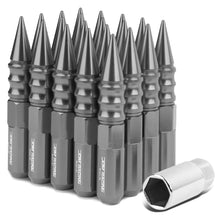 Load image into Gallery viewer, M12 x 1.5 Aluminum Spike Lug Nuts 60mm Extended 20pc Set Gun Metal