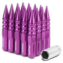Load image into Gallery viewer, Universal Aluminum Lug Nuts M12x1.5 Purple Extended Spike 20pc Kit