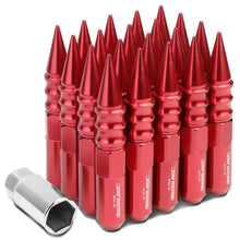 Load image into Gallery viewer, M12 x 1.5 60mm Extended Spike Lug Nuts 20pc Set Aluminum Red
