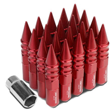 Load image into Gallery viewer, M12 x 1.5 60mm Extended Spike Lug Nuts 20pc Set Aluminum Red