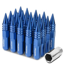 Load image into Gallery viewer, M12 x 1.5 60mm Aluminum Lug Nuts w/ Removable Spike 20pc Blue