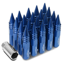 Load image into Gallery viewer, M12 x 1.5 60mm Aluminum Lug Nuts w/ Removable Spike 20pc Blue