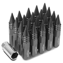Load image into Gallery viewer, M12 x 1.5 Aluminum Lug Nuts 60mm Spike Style 20pc Set Gun Metal