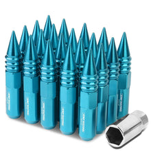 Load image into Gallery viewer, M12 x 1.5 Aluminum Lug Nuts 400 Style w/ Spike 20pc Light Blue