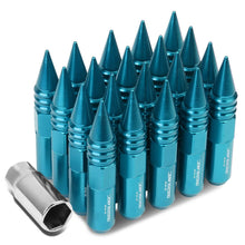 Load image into Gallery viewer, M12 x 1.5 Aluminum Lug Nuts 400 Style w/ Spike 20pc Light Blue