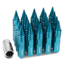 Load image into Gallery viewer, M12 x 1.5 Aluminum Lug Nuts 400 Style w/ Spike 20pc Light Blue