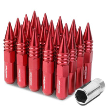 Load image into Gallery viewer, M12 x 1.5 Aluminum Lug Nuts 400 Style w/ Removable Spike 20pc Red