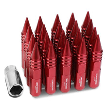 Load image into Gallery viewer, M12 x 1.5 Aluminum Lug Nuts 400 Style w/ Removable Spike 20pc Red