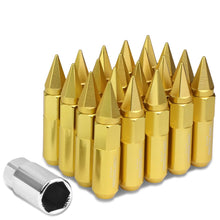 Load image into Gallery viewer, M12 x 1.5 Aluminum Lug Nuts 400 Style w/ Removable Spike 20pc Gold