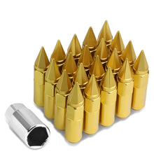 Load image into Gallery viewer, M12 x 1.5 Aluminum Lug Nuts 400 Style w/ Removable Spike 20pc Gold