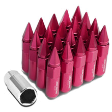 Load image into Gallery viewer, M12 x 1.5 Spike Lug Nuts 60mm/90mm 20pc Set Aluminum Pink