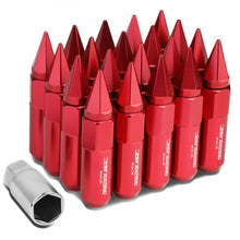 Load image into Gallery viewer, M12 x 1.5 Aluminum Spike Lug Nuts 60mm/90mm Red 20pc Set