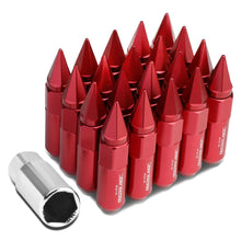 Load image into Gallery viewer, M12 x 1.5 Aluminum Spike Lug Nuts 60mm/90mm Red 20pc Set