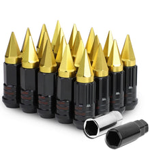 Load image into Gallery viewer, Steel Lug Nuts M12 x 1.5 Extended w/ Removable Gold Spike 16pcs + 4 Locks
