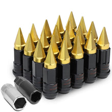 Load image into Gallery viewer, Steel Lug Nuts M12 x 1.5 Extended w/ Removable Gold Spike 16pcs + 4 Locks