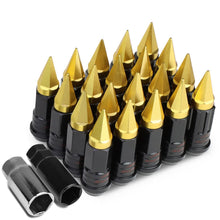 Load image into Gallery viewer, Steel Lug Nuts M12 x 1.5 Extended w/ Removable Gold Spike 16pcs + 4 Locks
