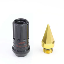 Load image into Gallery viewer, Steel Lug Nuts M12 x 1.5 Extended w/ Removable Gold Spike 16pcs + 4 Locks