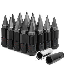 Load image into Gallery viewer, Steel Extended Lug Nuts M12x1.5 Grooved Shank w/ Spike End 16pc+4 Locks