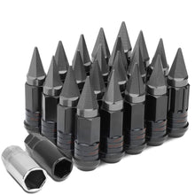 Load image into Gallery viewer, Steel Extended Lug Nuts M12x1.5 Grooved Shank w/ Spike End 16pc+4 Locks