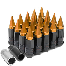 Load image into Gallery viewer, Universal M12x1.5 Steel Lug Nuts Extended Orange Spike 20pc Set