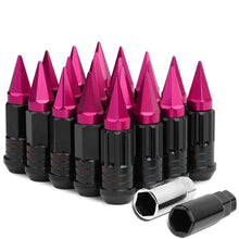 Load image into Gallery viewer, Steel Lug Nuts M12x1.5 Extended Grooved Shank Pink Spike 16+4 Lock