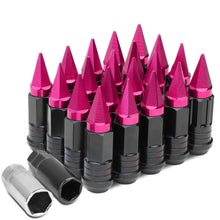 Load image into Gallery viewer, Steel Lug Nuts M12x1.5 Extended Grooved Shank Pink Spike 16+4 Lock