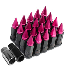 Load image into Gallery viewer, Steel Lug Nuts M12x1.5 Extended Grooved Shank Pink Spike 16+4 Lock