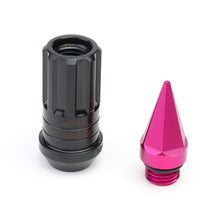 Load image into Gallery viewer, Steel Lug Nuts M12x1.5 Extended Grooved Shank Pink Spike 16+4 Lock