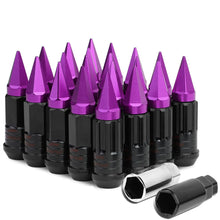 Load image into Gallery viewer, Steel Lug Nuts M12x1.5 45-75mm Extended Grooved Purple Spike 20pc