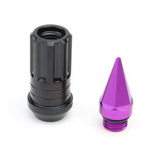 Load image into Gallery viewer, Steel Lug Nuts M12x1.5 45-75mm Extended Grooved Purple Spike 20pc