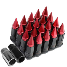 Load image into Gallery viewer, M12 x 1.5 Steel Lug Nuts w/ Red Spikes 16pc + 4 Locks Extended