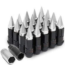 Load image into Gallery viewer, M12 x 1.5 Extended Steel Lug Nuts w/ Removable Spike End 16pcs + 4 Locks