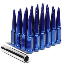 Load image into Gallery viewer, Steel Spike Lug Nuts M14 x 1.5 Closed End 24 Pack Blue