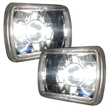 Load image into Gallery viewer, Universal 7x6 Square Projector White Halo Front Headlight Lamp H4 Bulb