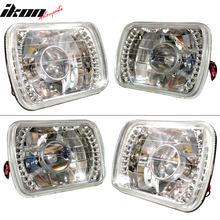 Load image into Gallery viewer, Fits 7" X 6" H4 Bulbs Crystal Clear LED Projector Headlights Headlamps