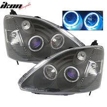 Load image into Gallery viewer, Fits 02-03 Civic 3Dr Dual Angel Eye Halo Projector Head Lights Housing