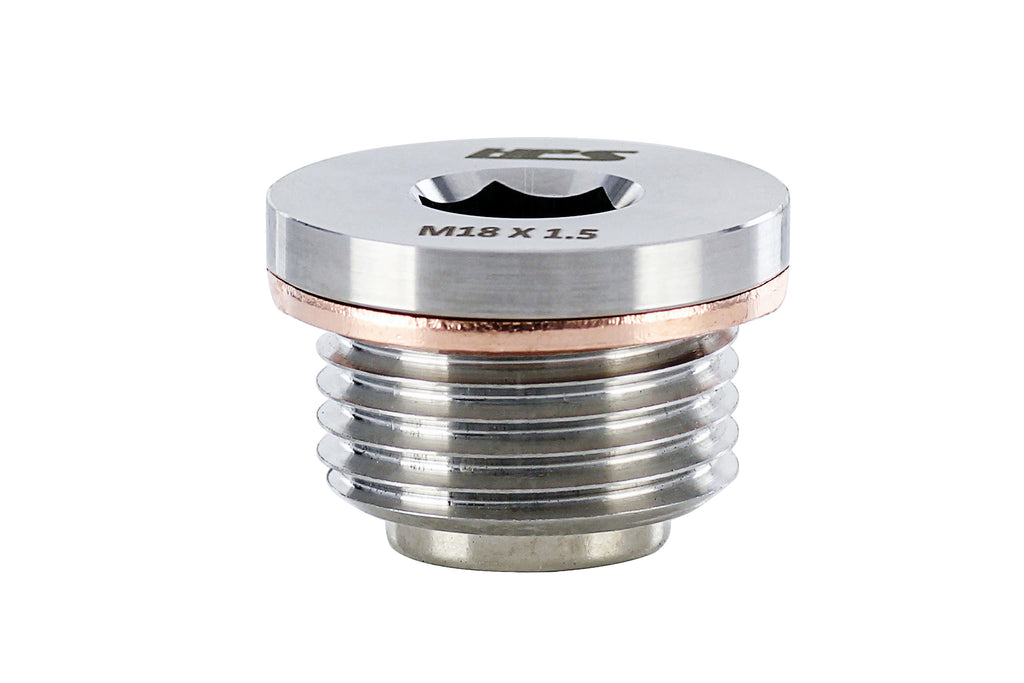HPS Performance MDP-M18x150 HPS 304 stainless steel magnetic drain plug with 5000 gauss neodymium magnet.