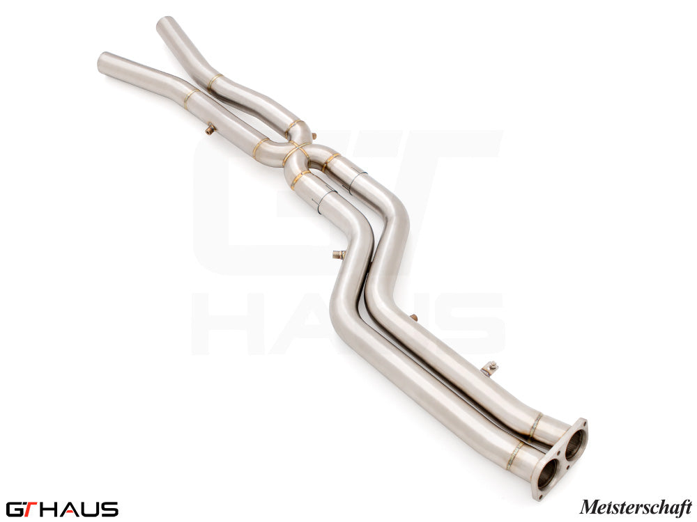 BMW F98 X4M SAV 2019-2021 Full Cat-Back 76mm DUAL LSR mid Resonator Delete pipes