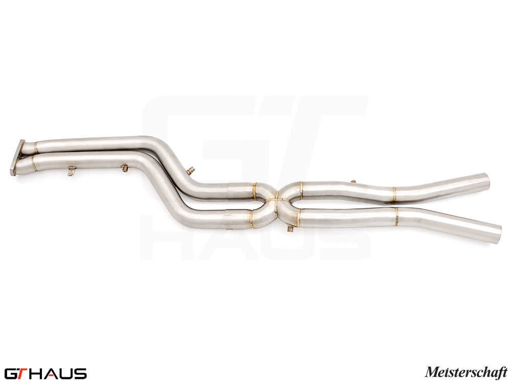 BMW F98 X4M SAV 2022+ Full Cat-Back 76mm DUAL LSR mid Resonator Delete pipes