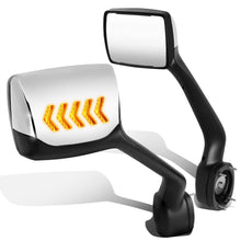 Load image into Gallery viewer, Hood Mirror - 11-21 Kenworth T680 / 13-21 Peterbilt 579 / 11-18 Peterbilt 587 Manual Chrome Amber LED Arrow