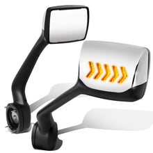 Load image into Gallery viewer, Hood Mirror - 11-21 Kenworth T680 / 13-21 Peterbilt 579 / 11-18 Peterbilt 587 Manual Chrome Amber LED Arrow