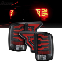 Load image into Gallery viewer, 2014-2019 GMC Sierra Clear Lens Black Housing Red Bars LED Tail Lights