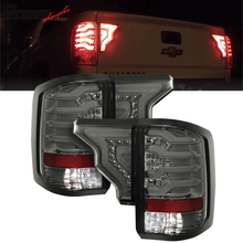 Load image into Gallery viewer, 2014-2019 Chevy Silverado Smoke Lens Chrome Housing LED Tail Lights