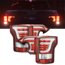 Load image into Gallery viewer, 2015-2017 Ford F150 Sequential Clear Lens Red Housing LED Tail Lights