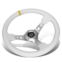 Load image into Gallery viewer, Universal 350MM Deep Dish Steering Wheel White Leather Silver Center