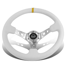 Load image into Gallery viewer, Universal 350MM Deep Dish Steering Wheel White Leather Silver Center